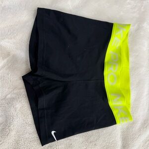 Nike Black Shorts with Neon Yellow Waistband